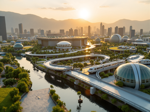 未来科技概念图，数字化城市，AI机器人，体现科技集团未来发展愿景